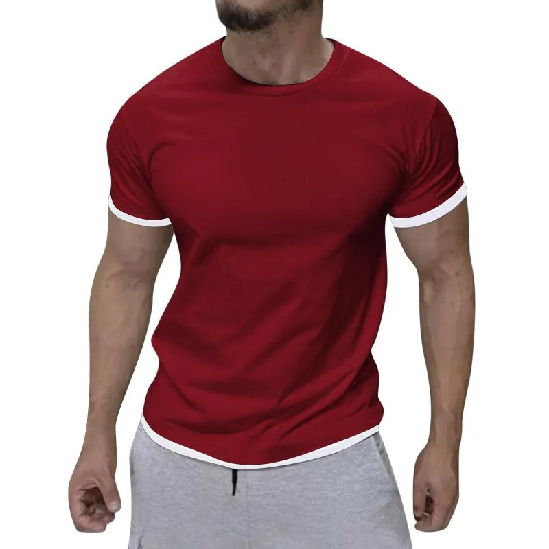 Men's Color Block Round Neck T-shirt 13703264Z sold by Manly product image thumbnail 5
