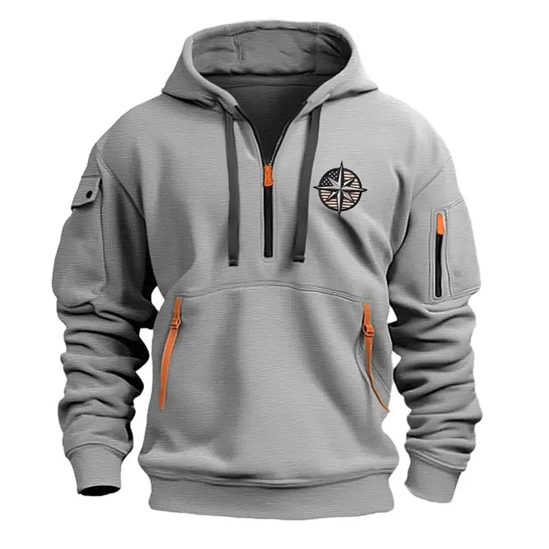 Men's Casual Sports Multi-Zip Embroidered Hoodie 03824369X sold by Manly