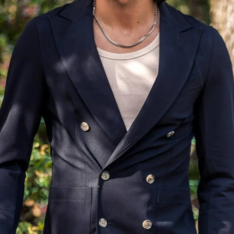 Men's Solid Color Peaked Lapel Double Breasted Cozy Casual Blazer 43921109Z sold by Manly product image thumbnail 3