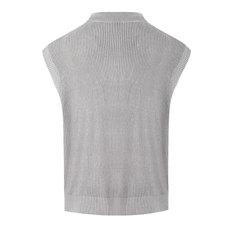 Men's Loose Solid Color Button Lapel Knitted Tank Top 14328228Y sold by Manly product image thumbnail 3