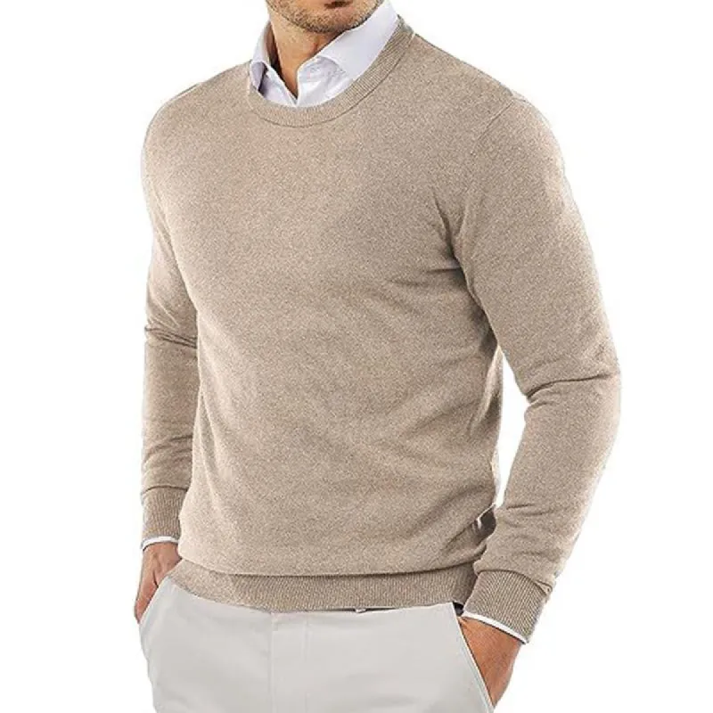 Men's Casual Solid Color Round Neck Knitted Pullover Sweater 60940040M sold by Manly