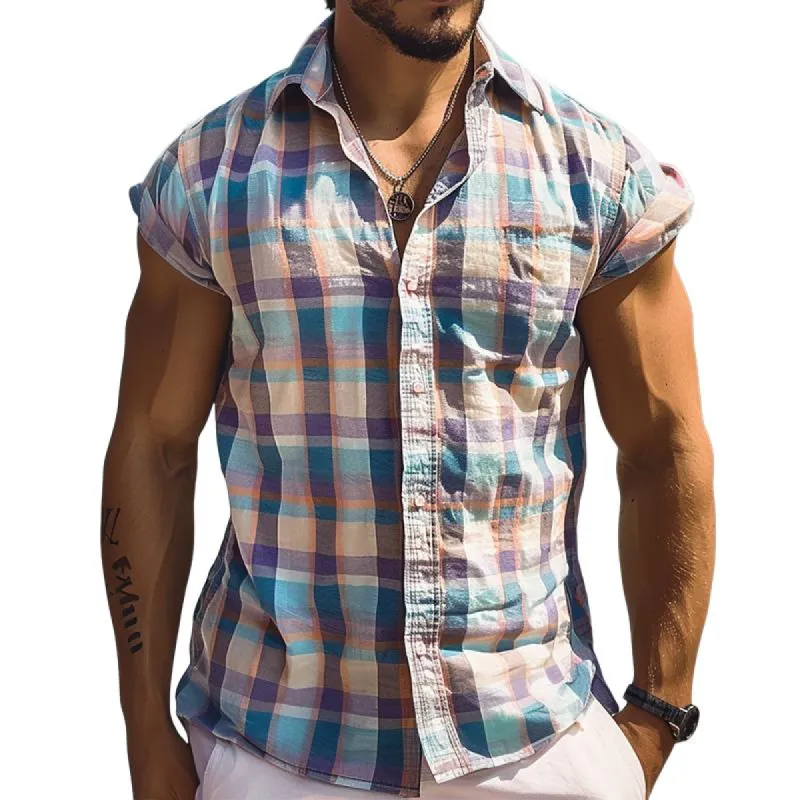 Men's Casual Vintage Colored Plaid Shirt 70227176TO sold by Manly