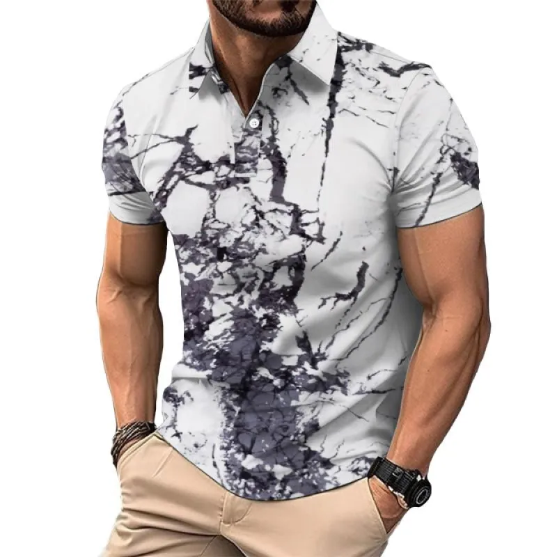 Men's Retro Casual Cracked Polo Shirt 39271117TO sold by Manly