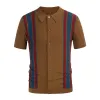 Men's Striped Contrast Knit Polo Shirt 42110133M sold by Manly