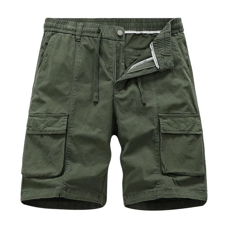 Men's Solid Color Straight Multi-pocket Cargo Shorts 43121978Z sold by Manly