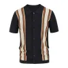 Men's Striped Contrast Knit Polo Shirt 42110133M sold by Manly