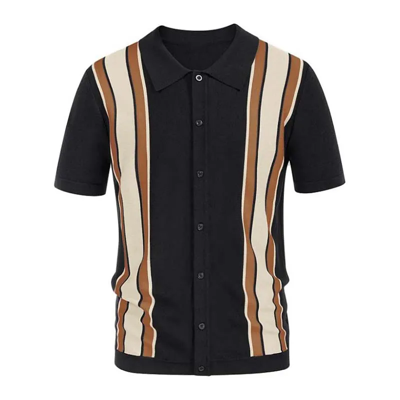Men's Striped Contrast Knit Polo Shirt 42110133M sold by Manly product image thumbnail 3