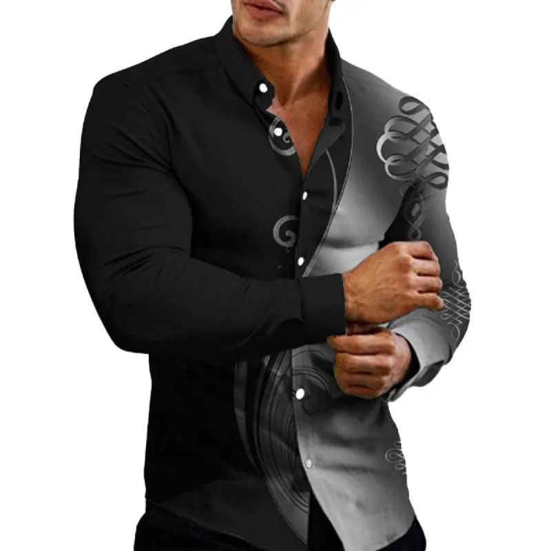 Men's Printed Single Breasted Long Sleeve Shirt 08763525X sold by Manly