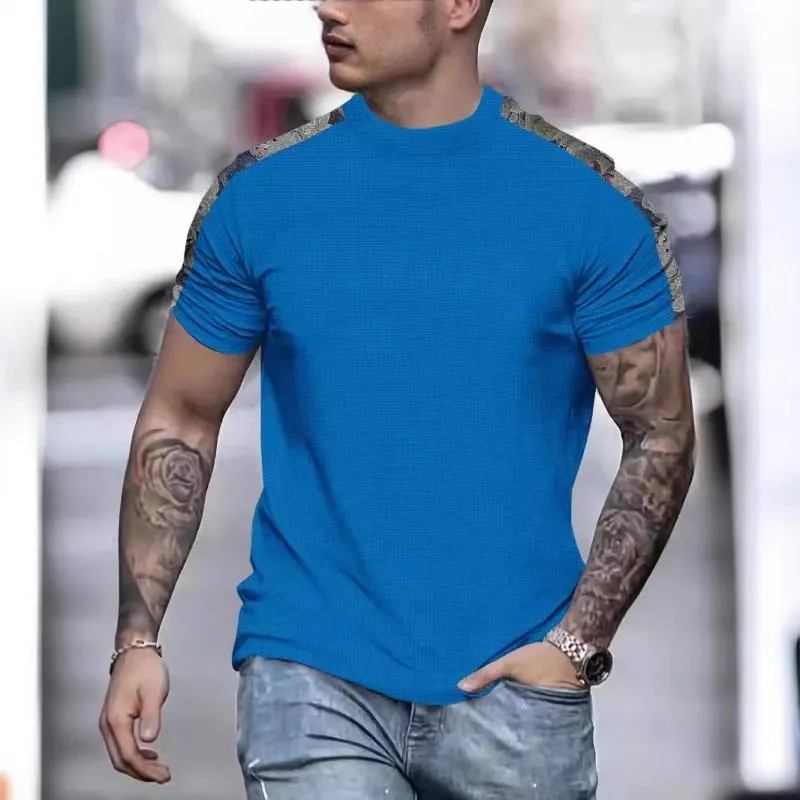 Men's Casual Waffle Stitching Round Neck Slim Short Sleeve T-shirt 47499943M sold by Manly product image thumbnail 5