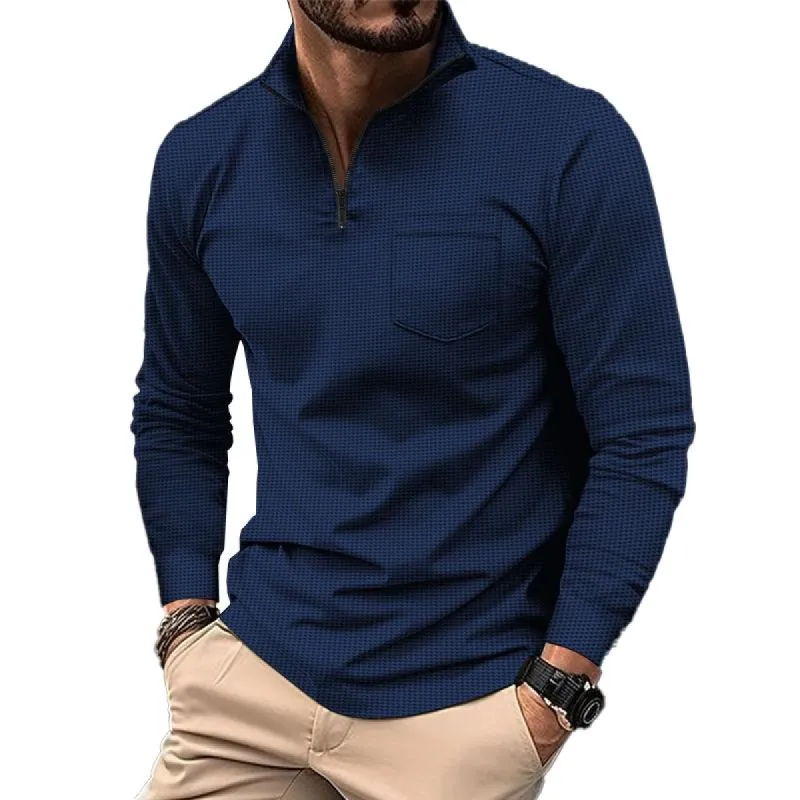 Men's Zip Long Sleeve Waffle POLO Shirt 02878825X sold by Manly