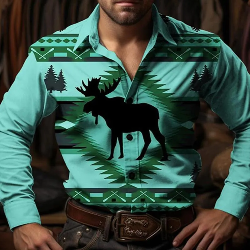 Men's Western Cowboy Vintage Art Print Long Sleeve Shirt 33098987X sold by Manly product image thumbnail 3