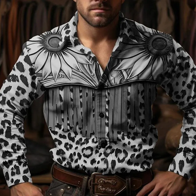 Men's Western Cowboy Vintage Art Print Long Sleeve Shirt 33098987X sold by Manly product image thumbnail 4