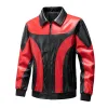 Men's Vintage Colorblock Lapel Zipper Slim Fit Motorcycle Leather Jacket 88377847M sold by Manly