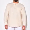 Men's Casual Cotton Linen Long Sleeve Shirt 91739879Y sold by Manly