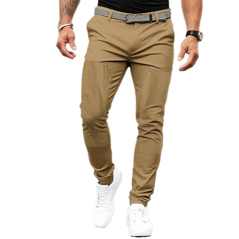 Men's Casual Solid Color Stitching Straight Leg Pants 42864704Y sold by Manly