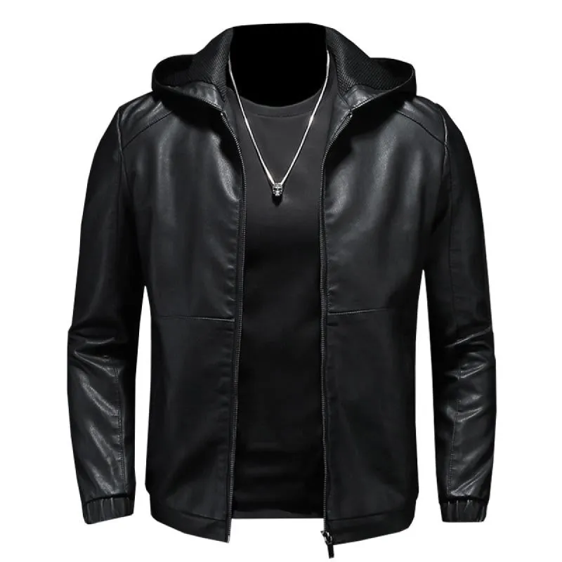 Men's Vintage Hooded Biker Leather Jacket 43026634X sold by Manly