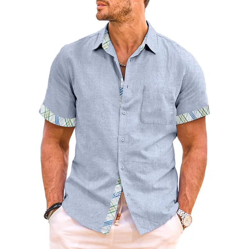 Men's Contrast Lapel Short Sleeve Shirt 42309704X sold by Manly