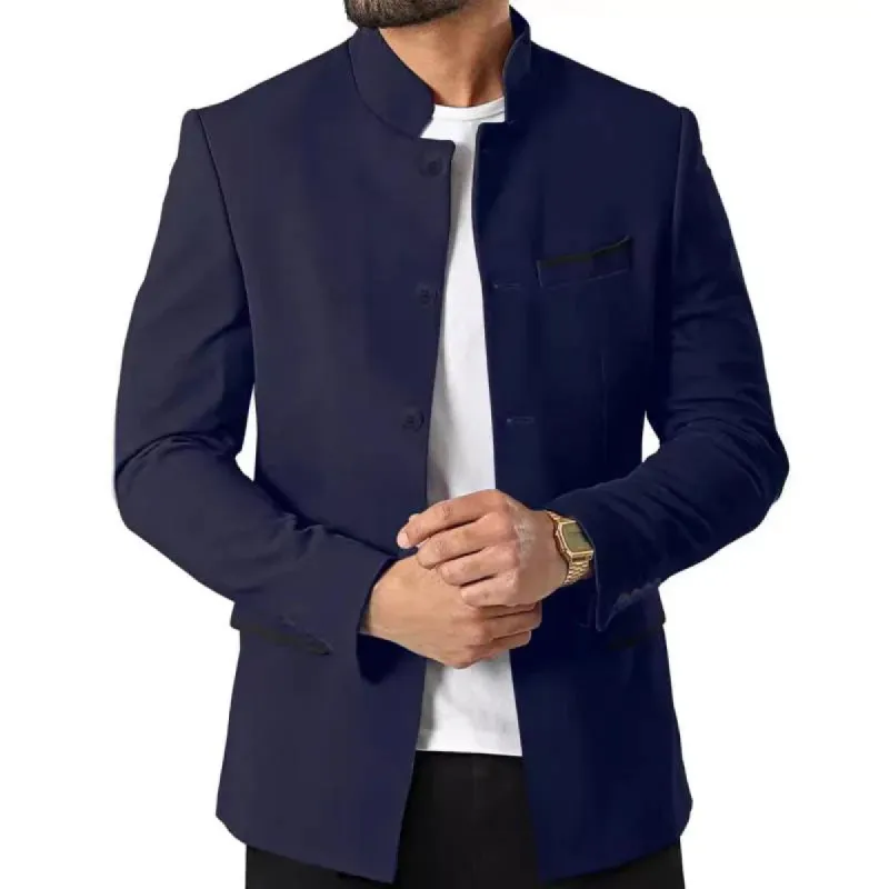 Men's Retro Stand Collar Single Breasted Slim Fit Blazer 79623167M sold by Manly