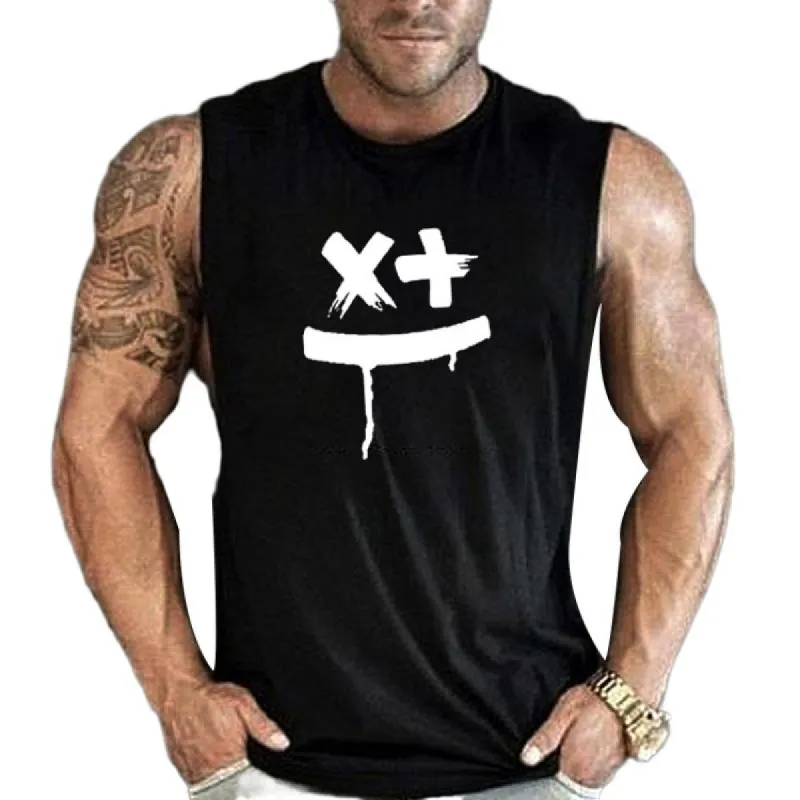 Men's Casual Loose Fitness Smiley Print Tank Top 58101783M made by Manly