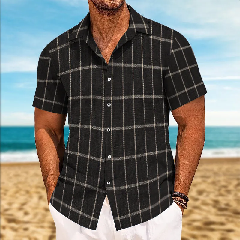 Men's Retro Casual Plaid Lapel Short Sleeve Shirt 48452836TO sold by Manly product image thumbnail 2
