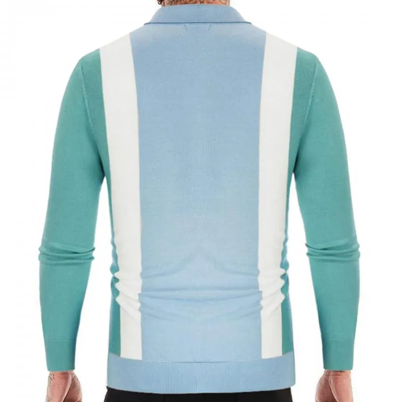 Men's Casual Thin Striped Knitted Long Sleeve Polo Shirt 26408237M sold by Manly product image thumbnail 2