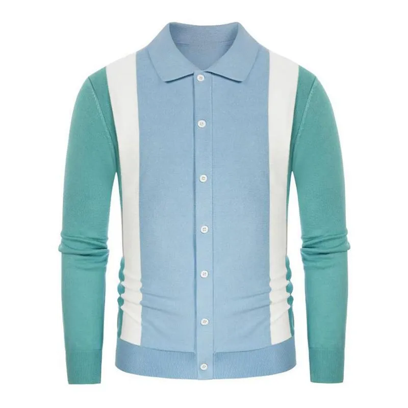 Men's Casual Thin Striped Knitted Long Sleeve Polo Shirt 26408237M sold by Manly product image thumbnail 5