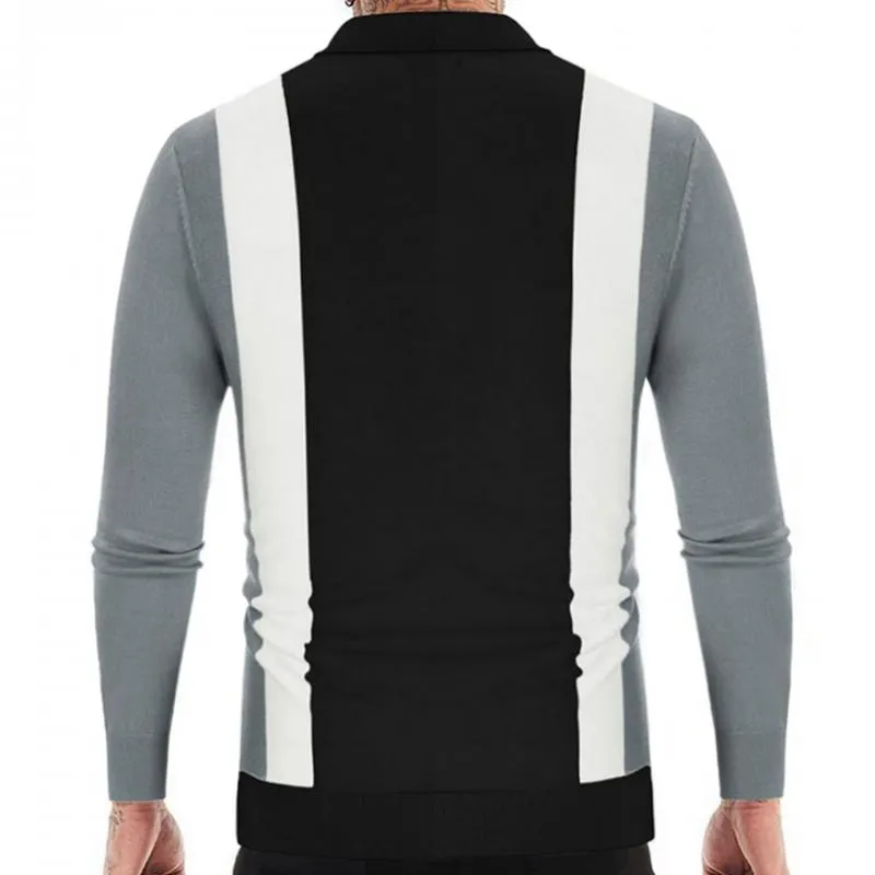 Men's Casual Thin Striped Knitted Long Sleeve Polo Shirt 26408237M sold by Manly product image thumbnail 4