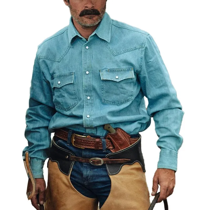 Men's Western Rider Long Sleeve Pocket Denim Shirt 52582156X sold by Manly