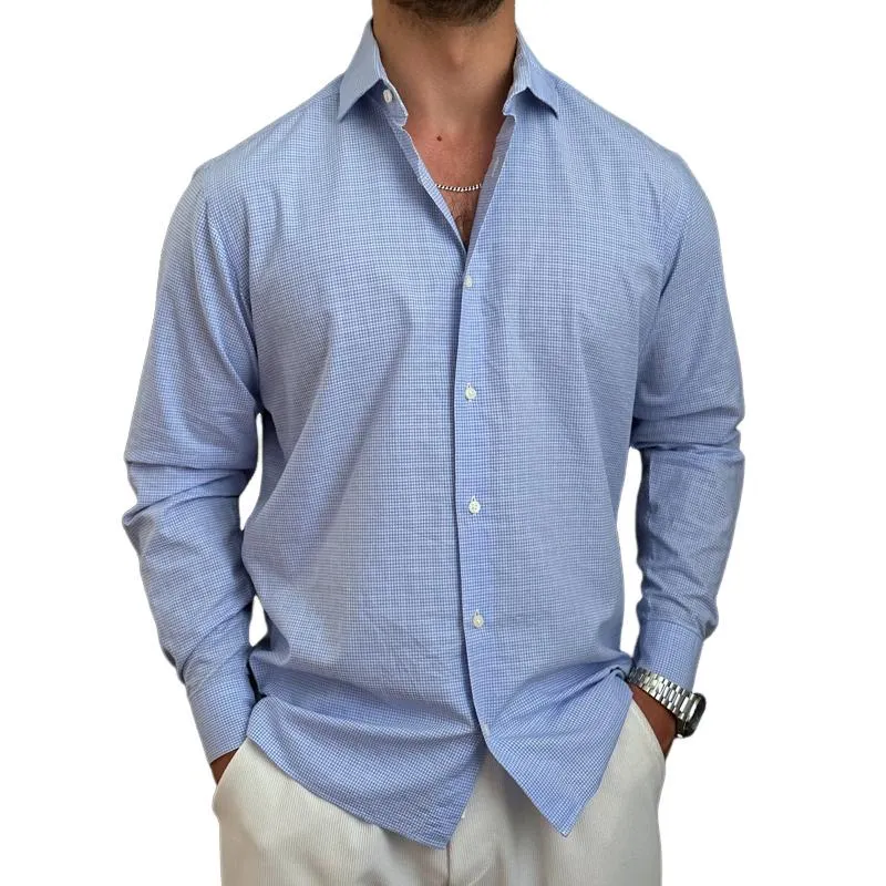 Men's Plaid Lapel Long Sleeve Casual Shirt 10736869Z sold by Manly