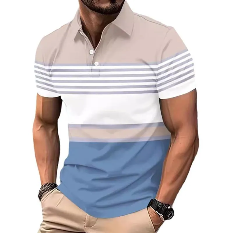 Men's Casual Striped Lapel POLO Shirt 48414147X sold by Manly