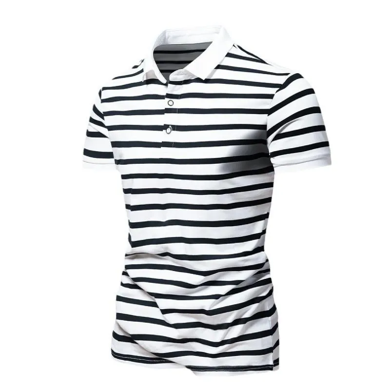 Men's Loose Striped Short Sleeve POLO Shirt 68503551X sold by Manly