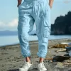 Men's Casual Cotton And Linen Multi-Pocket Drawstring Trousers 45251669Y sold by Manly