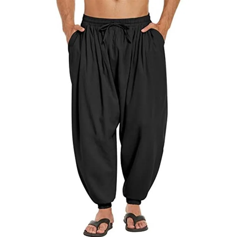 Men's Casual Solid Color Loose Cotton Linen Harem Pants 33821341M sold by Manly product image thumbnail 3