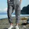 Men's Casual Cotton And Linen Multi-Pocket Drawstring Trousers 45251669Y sold by Manly