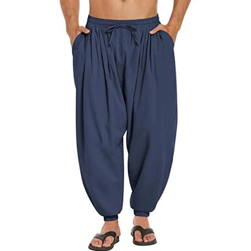 Men's Casual Solid Color Loose Cotton Linen Harem Pants 33821341M sold by Manly product image thumbnail 2