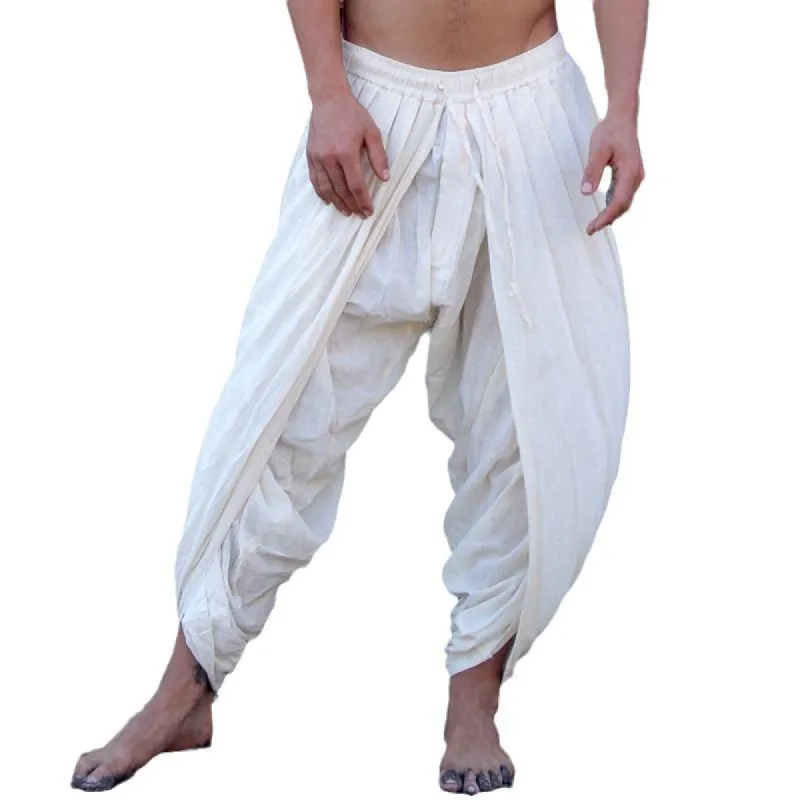 Men's Casual Cotton Linen Solid Color Loose Thin Pleated Pants 58342560M sold by Manly
