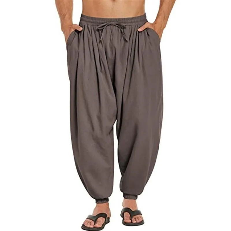 Men's Casual Solid Color Loose Cotton Linen Harem Pants 33821341M sold by Manly product image thumbnail 4