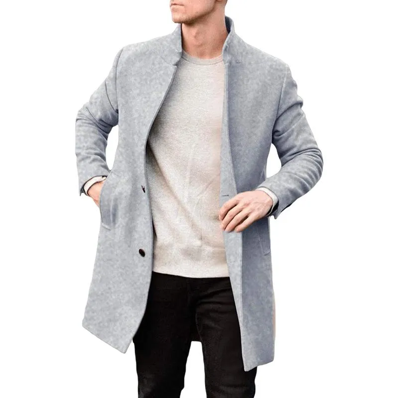 Men's Stand Collar Single Breasted Mid-length Coat 99356183Z sold by Manly product image thumbnail 3