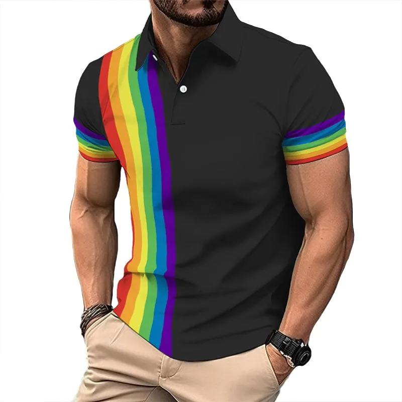 Men's Casual Rainbow Polo Shirt 71296474TO sold by Manly