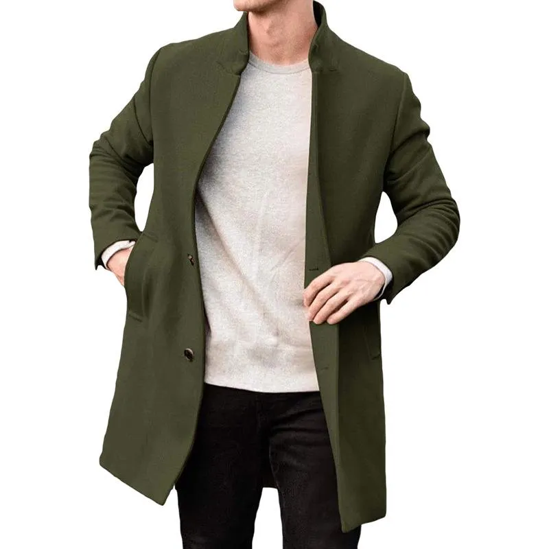 Men's Stand Collar Single Breasted Mid-length Coat 99356183Z sold by Manly product image thumbnail 2