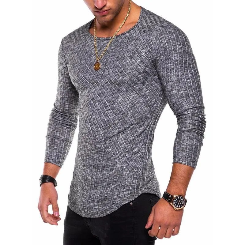 Men's Round Neck Curved Hem Long Sleeve T-shirt 34220425Z sold by Manly