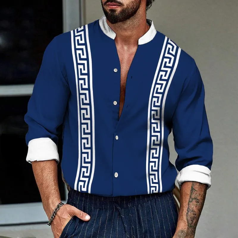Men's Retro Back Pattern Stand Collar Shirt 06397048TO sold by Manly product image thumbnail 2