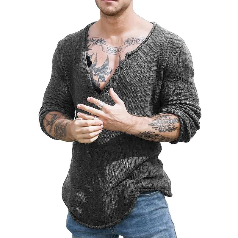 Men's Casual V Neck Long Sleeve Slim Fit Knitted Sweater 30697065M sold by Manly