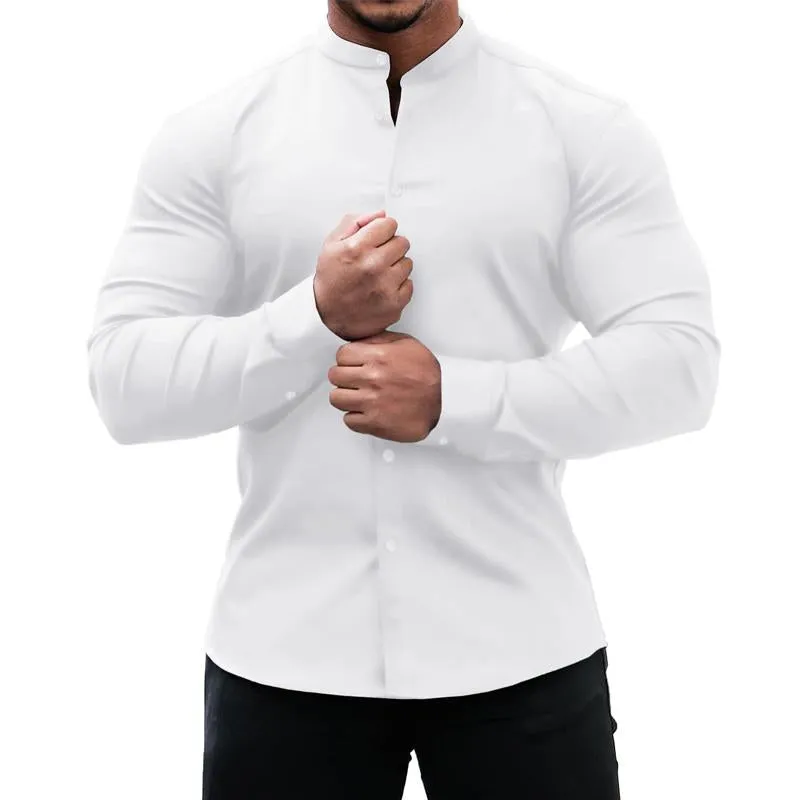 Men's Solid Color Slim Fit Stretch Long Sleeve Casual Button Shirt 93910949X sold by Manly product image thumbnail 2