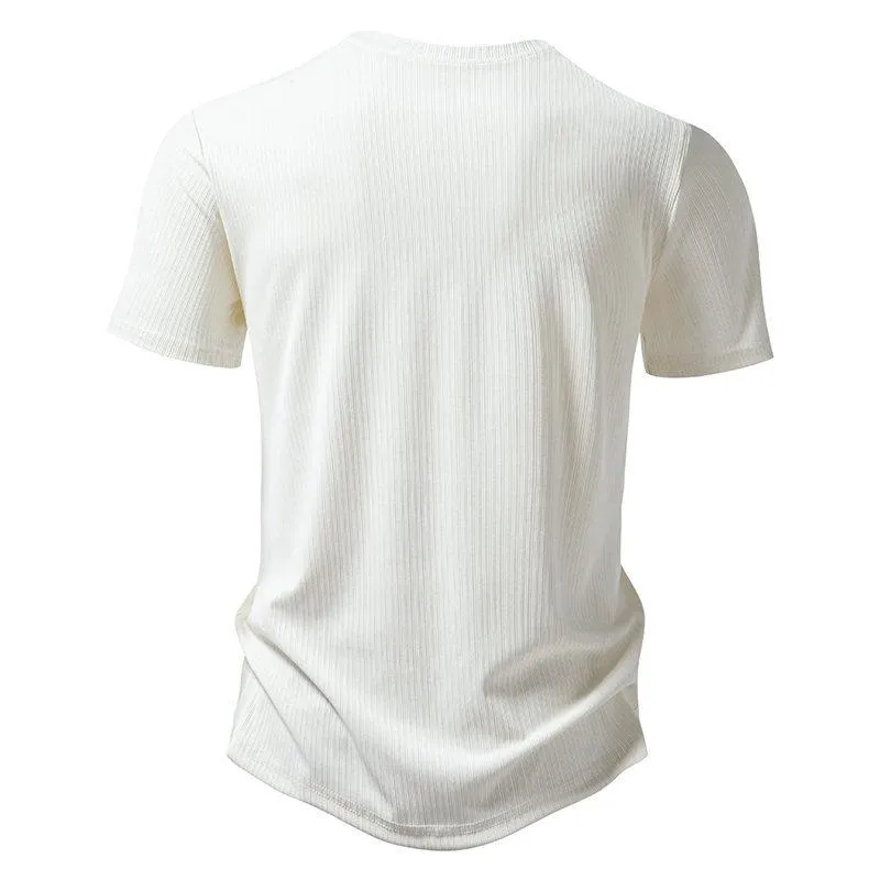 Men's Solid Color Round Neck Short Sleeve T-Shirt 35329864X sold by Manly product image thumbnail 3
