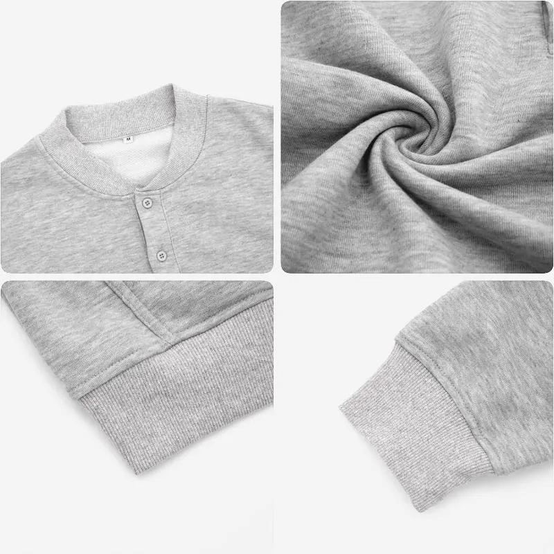 Men's Casual Cotton Blend Henley Neck Kangaroo Pocket Loose Long Sleeve Sweatshirt 40881456M sold by Manly product image thumbnail 3