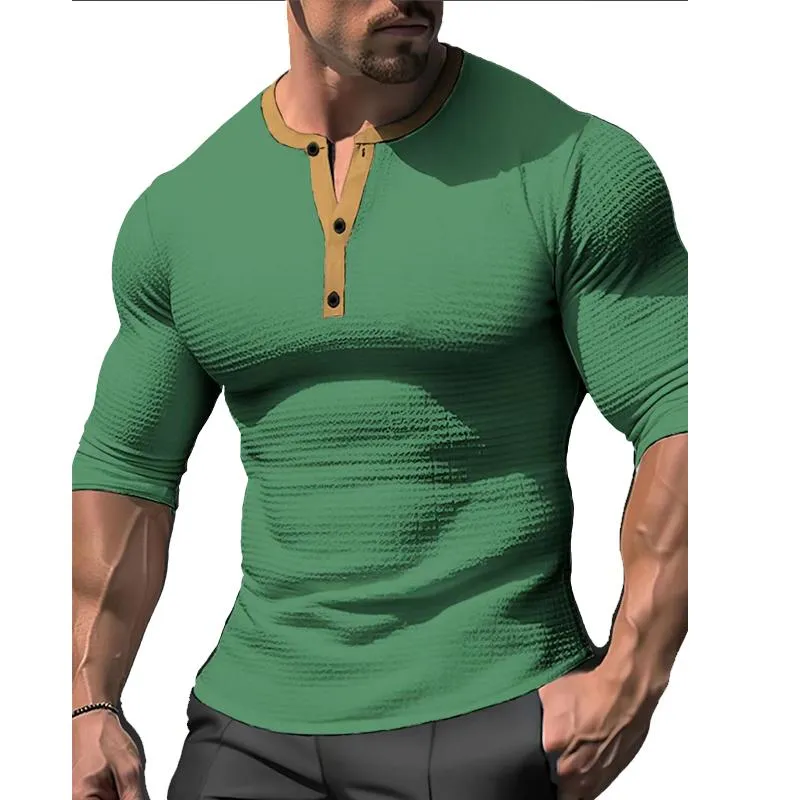 Men's Waffle Color Block Short Sleeve Henley T-Shirt 15057602X sold by Manly product image thumbnail 5