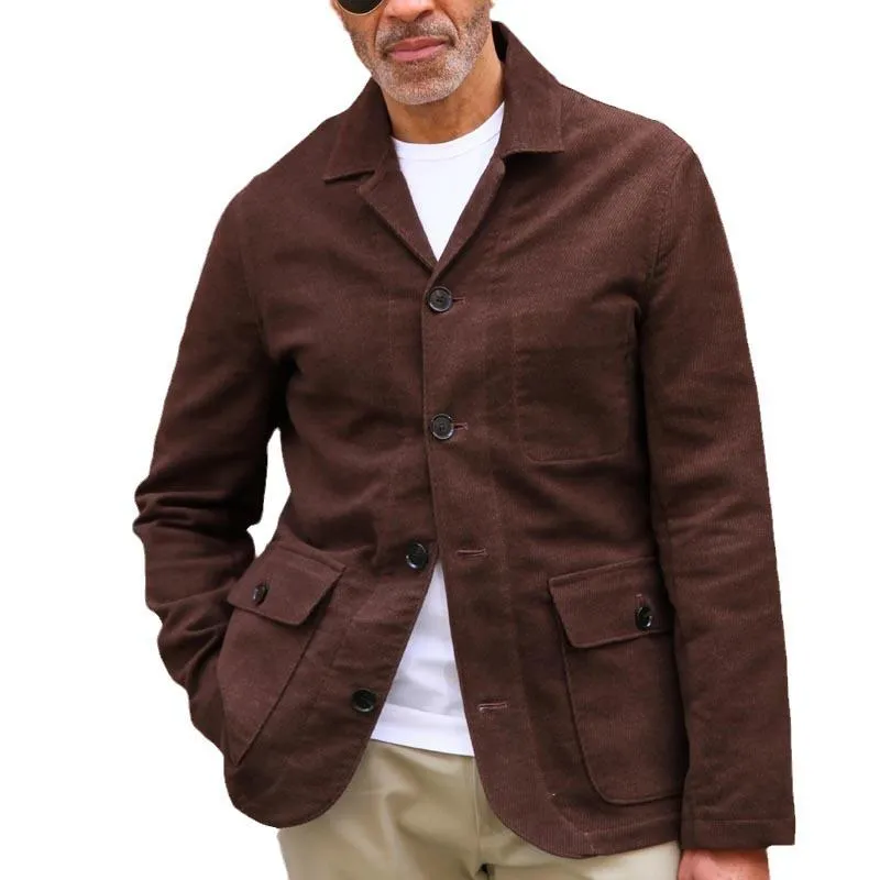 Men's Cotton And Linen Multi-Pocket Single-Breasted Jacket 20449069Y sold by Manly
