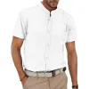 Men's Cotton And Linen Stand Collar Short-Sleeved Shirt 67625950Y sold by Manly