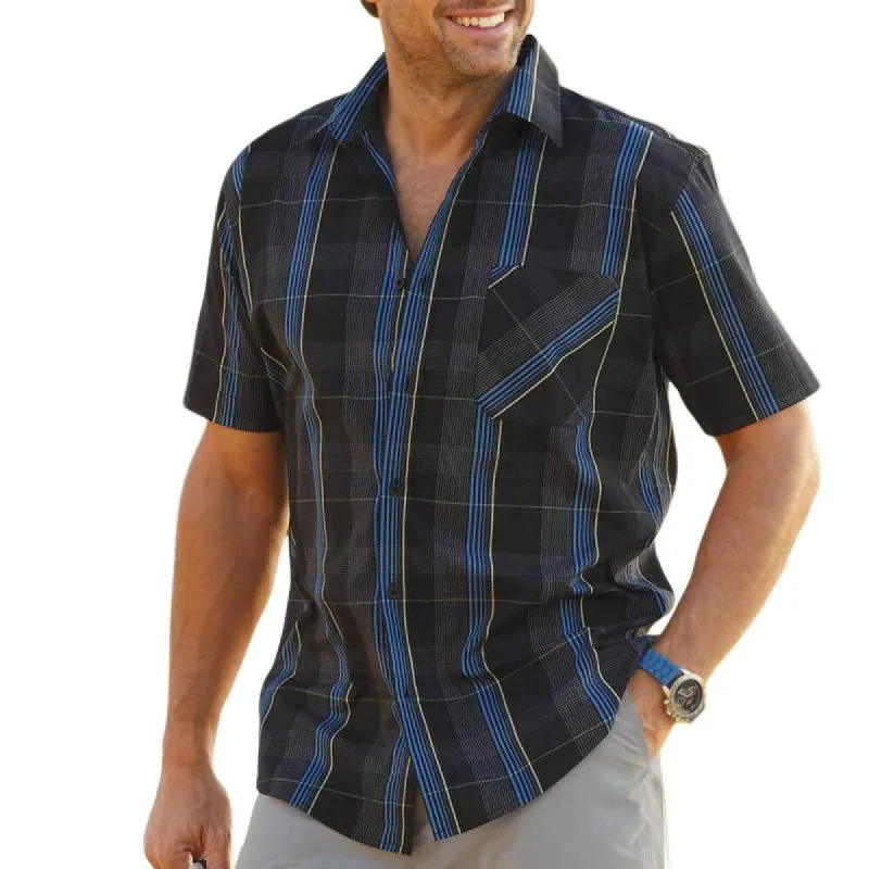 Men's Check Print Pocket Short Sleeve Shirt 58547257Y sold by Manly